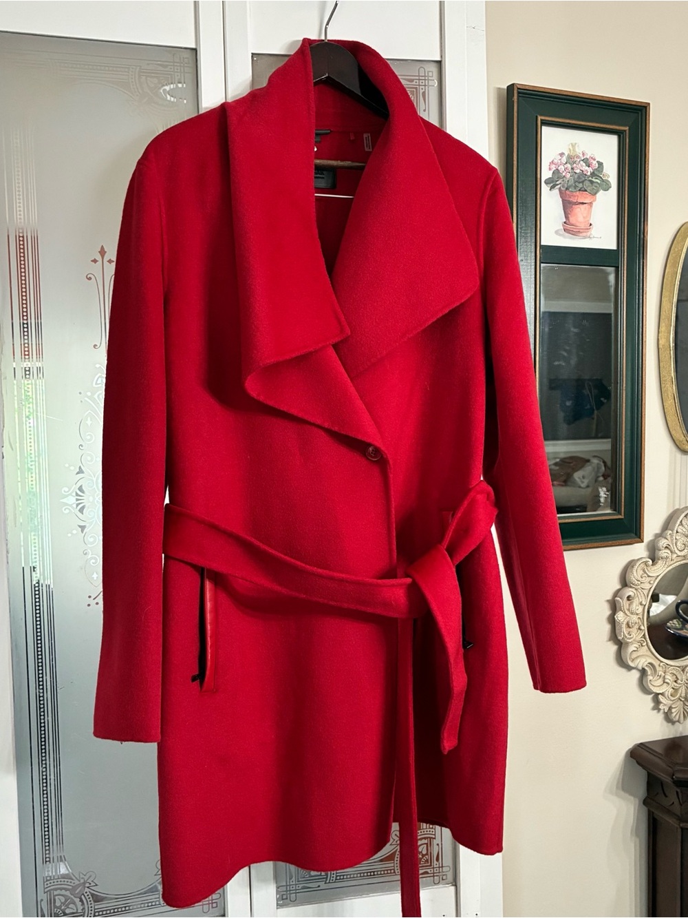 RUDSAK Vibrant Red Belted Wool Trench Coat